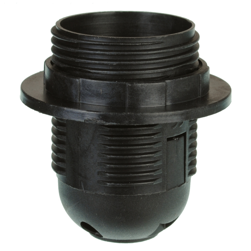 Kunststoff Fassung E27 Gewindemantel mit Ring Steckanschluss in Schwarz