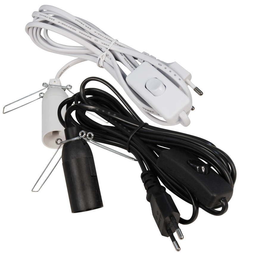 Lampenfassung E14 mit 3,5 m Kabel und Schalter - Weiß