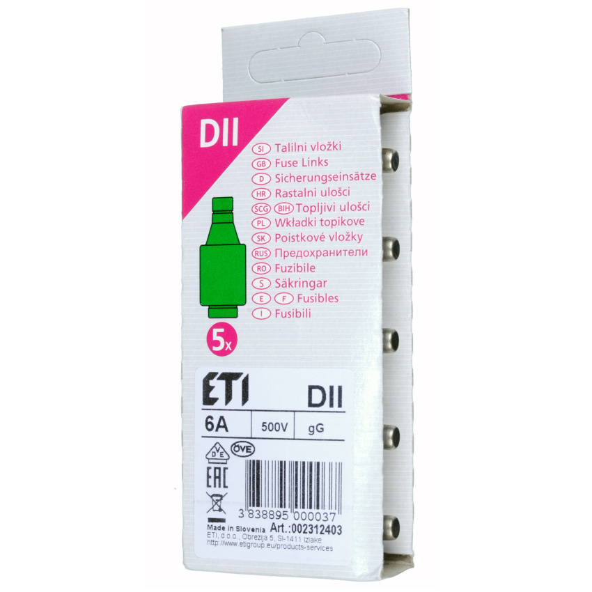 Schmelzsicherung DII - 5er Pack 6A - Hochwertiger Schutz für Ihre Elektronik