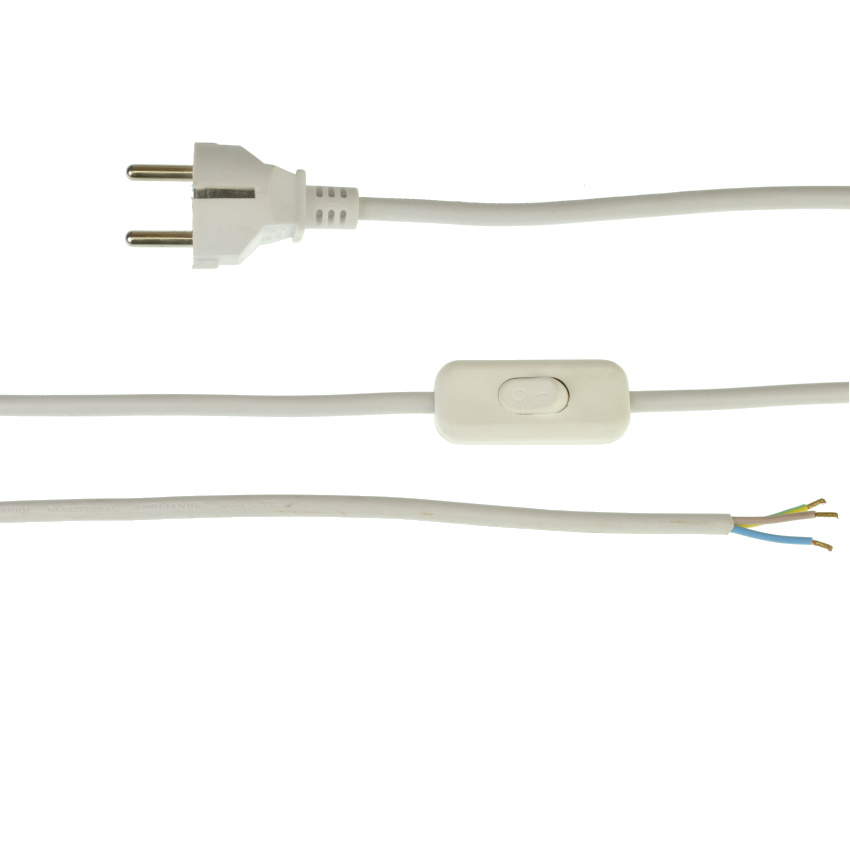 Anschlusszuleitung mit Schutzkontakt-Stecker Zwischenschalter in Weiß