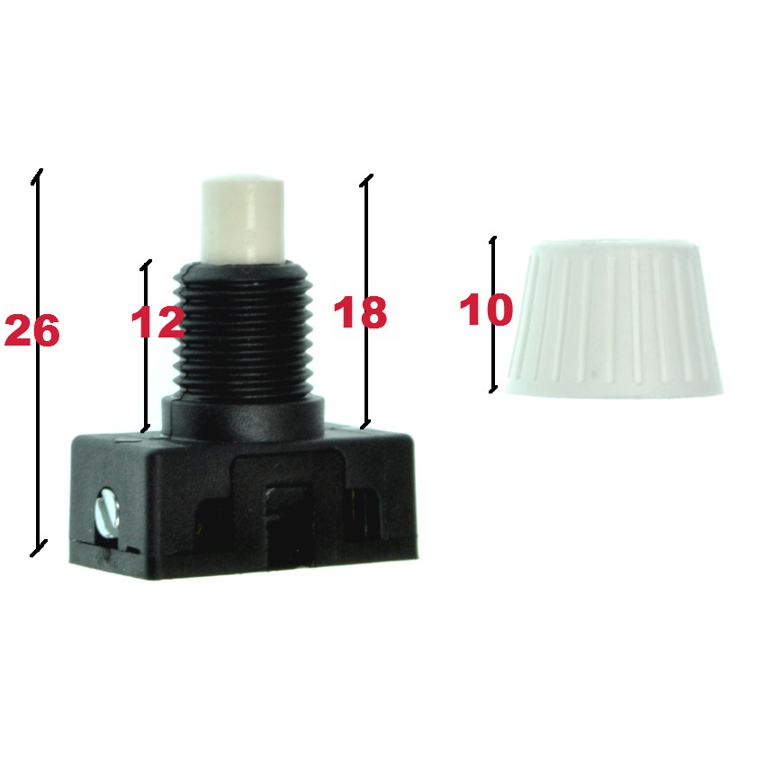 5-pack Druckschalter-Einbau weiß 2A 1-polig M10 x 1, L 8 mm