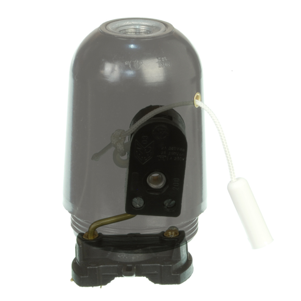 Lampen Fassung E27 Schwarz mit Zugschalter 250V - Glattmantel