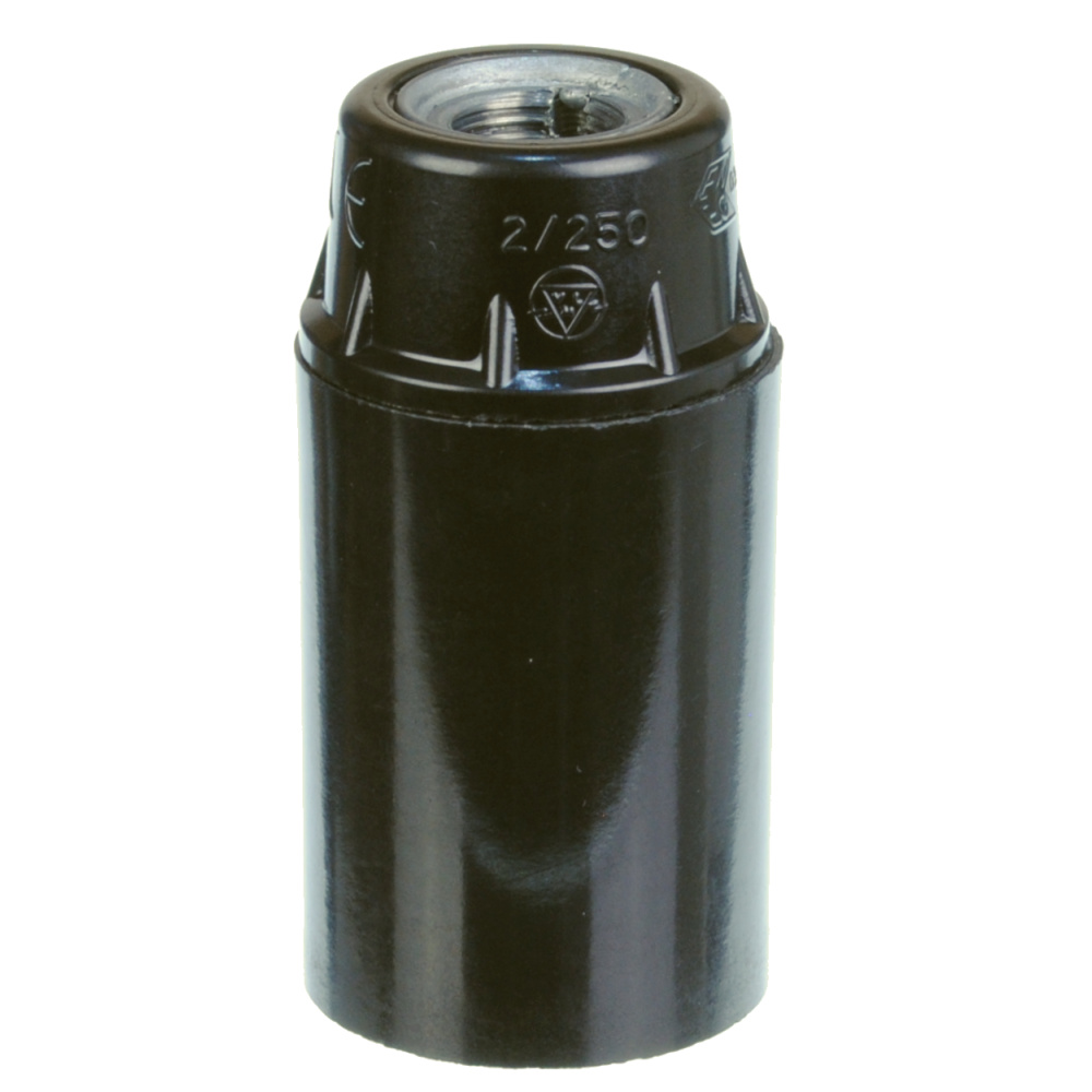 Lampenfassung E14 Schwarz mit Schraubanschluss 250V - Glattmantel