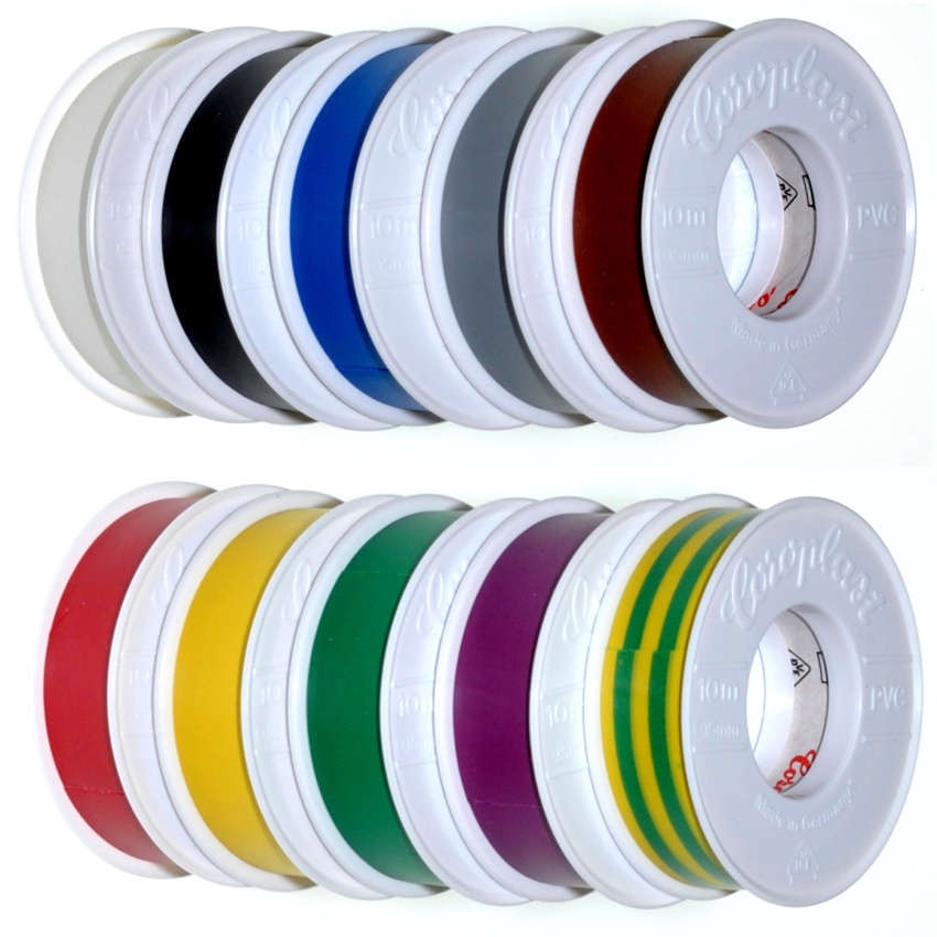 PVC-Isolierband,  Coroplast 10 m ver. Farben