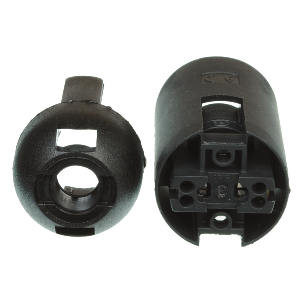 Kunststoff Fassung E14 schwarz mit Steckanschluss