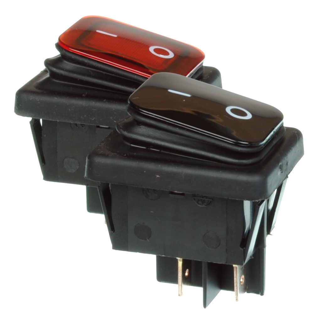 Einbau-Wippschalter 250V / 16(8)A 2-pol in Rot (beleuchtet)