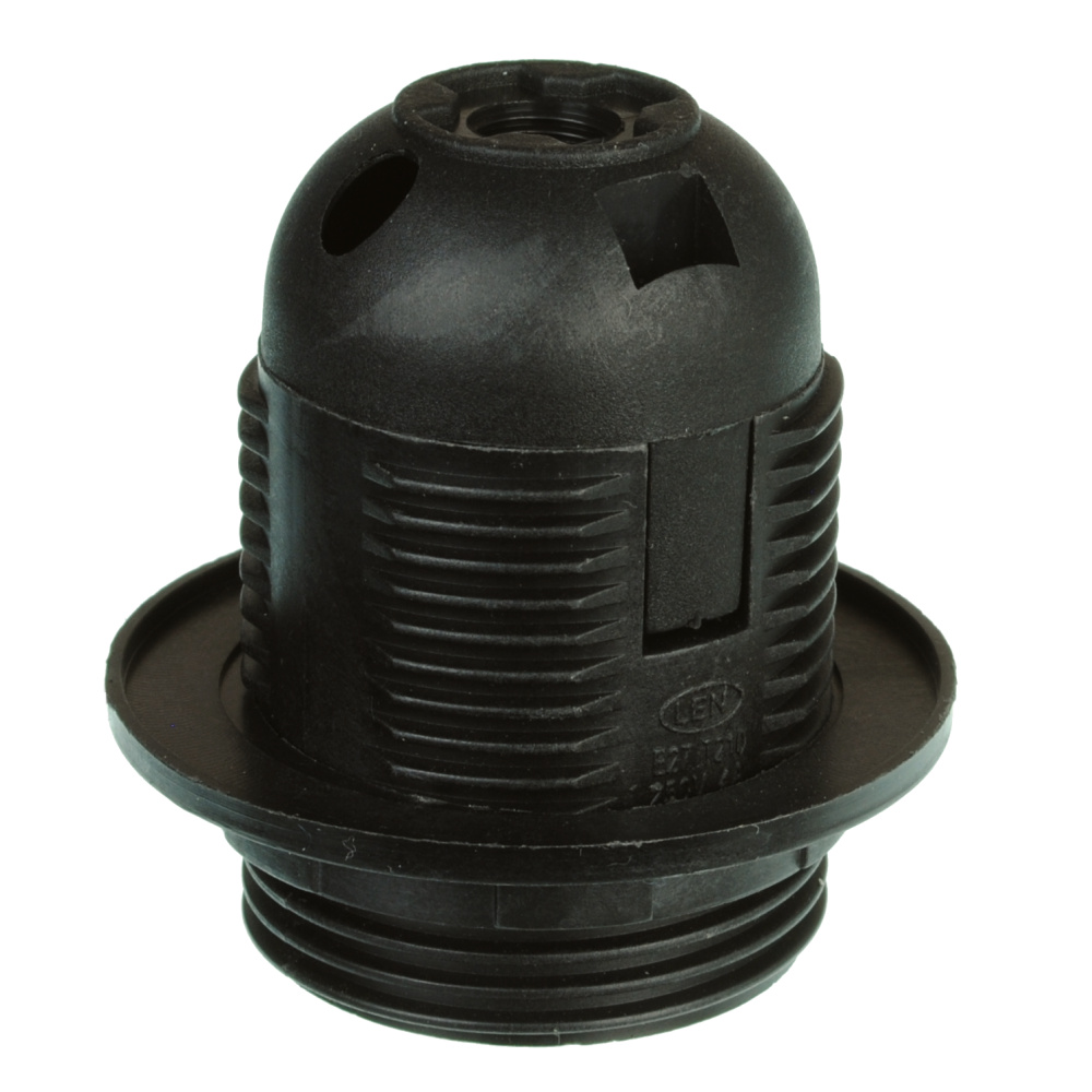 Kunststoff Fassung E27 Gewindemantel mit Ring Steckanschluss in Schwarz